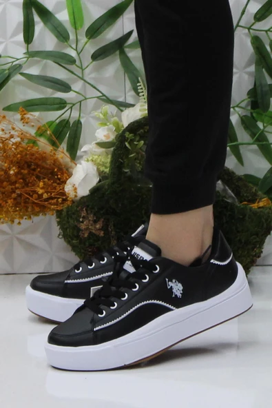 U.S. Polo Assn. Gınger Siyah Beyaz Orijinal Ürün Rahat Sneaker Kadın Ayakkabı - Resim 3