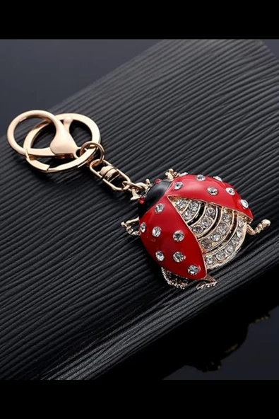 Kristal Taşlı Uğur Böceği Anahtarlık Kırmızı No.2 - Resim 12