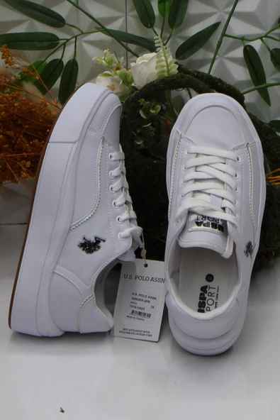 U.S. Polo Assn. Gınger Beyaz Orijinal Ürün Rahat Sneaker Kadın Ayakkabı - Resim 5