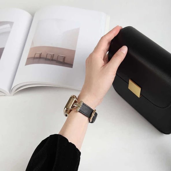 Apple Watch 7 45mm KRD-53 Deri Kordon - Resim 11