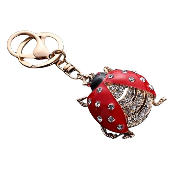 Kristal Taşlı Uğur Böceği Anahtarlık Kırmızı No.2 ürün görseli