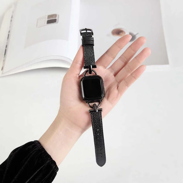 Apple Watch 7 45mm KRD-53 Deri Kordon - Resim 8