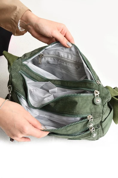 Çok Cepli Hafif Çapraz Askılı Kadın Postacı Çanta Klinkır Kumaş 30*20 Cm Omuz Çantası Su İtici Kumaş - 10