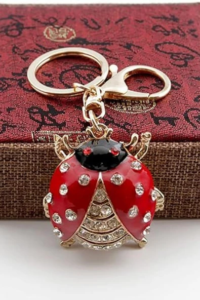 Kristal Taşlı Uğur Böceği Anahtarlık Kırmızı No.2 - Resim 10