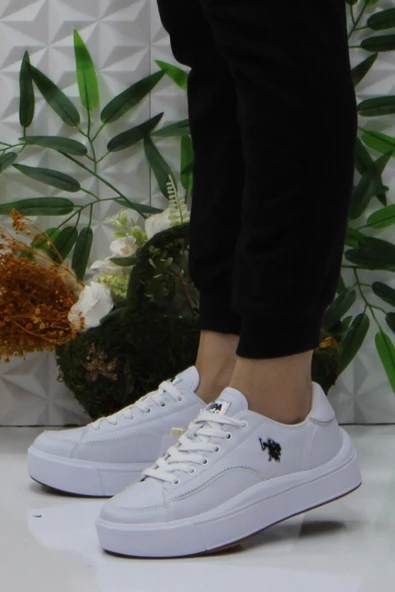 U.S. Polo Assn. Gınger Beyaz Orijinal Ürün Rahat Sneaker Kadın Ayakkabı - Resim 3