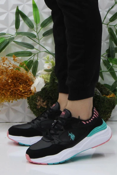 U.S. Polo Assn. Blossom Siyah Pembe Orijinal Ürün Sneaker Kadın Ayakkabı - 3