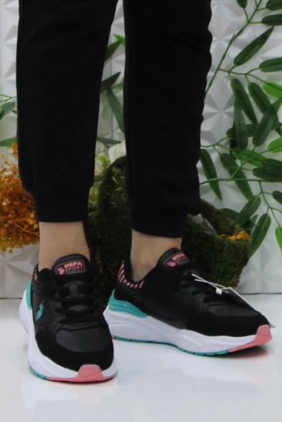 U.S. Polo Assn. Blossom Siyah Pembe Orijinal Ürün Sneaker Kadın Ayakkabı - 2