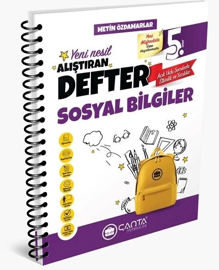 Çanta 5.Sınıf Sosyal Bilgiler Okula Yardımcı Alıştıran Defter