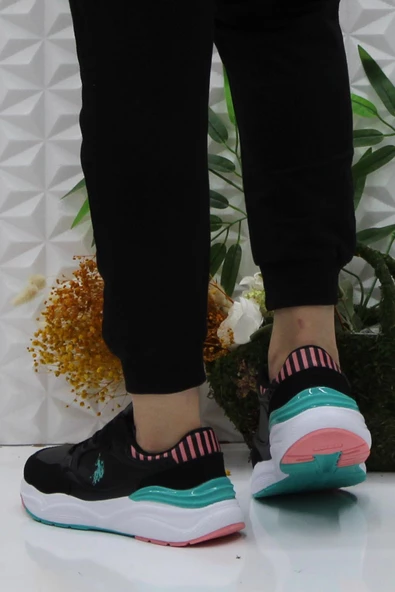 U.S. Polo Assn. Blossom Siyah Pembe Orijinal Ürün Sneaker Kadın Ayakkabı - 4