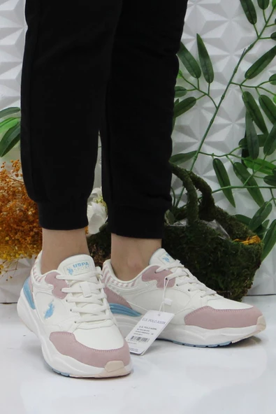 U.S. Polo Assn. Blossom Beyaz Pudra Orijinal Ürün Sneaker Kadın Ayakkabı - Resim 2