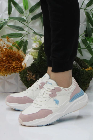 U.S. Polo Assn. Blossom Beyaz Pudra Orijinal Ürün Sneaker Kadın Ayakkabı - Resim 3