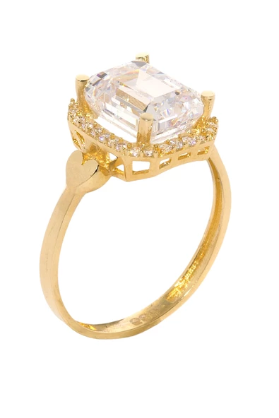 Cigold Taşlı Yüzük Baget 14 Ayar Altın 2,75 Gr OA-K21501028809 - 2