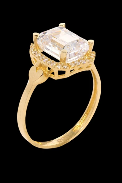Cigold Taşlı Yüzük Baget 14 Ayar Altın 2,75 Gr OA-K21501028809 - 4