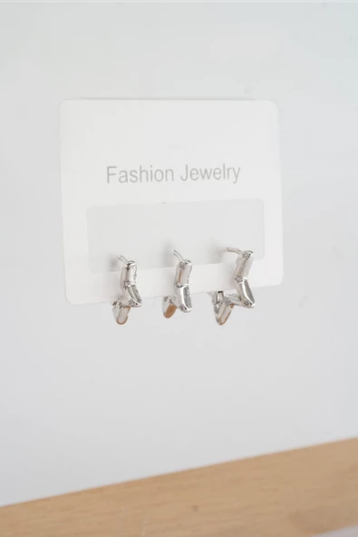 Kadın Vip Seri Zirkon Taşlı Yıldız Helix  Model 3 Boy Küpe 1.3cm 1.6 cm ve 2 cm  zrk00585 ürün görseli