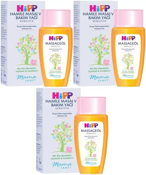 Hipp Mamasanft Hamile Masaj ve Bakım Yağı Sensıtıv 100ML (3 Lü Set)