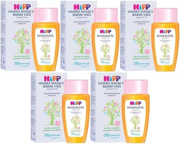 Hipp Mamasanft Hamile Masaj ve Bakım Yağı Sensıtıv 100ML (5 Li Set)