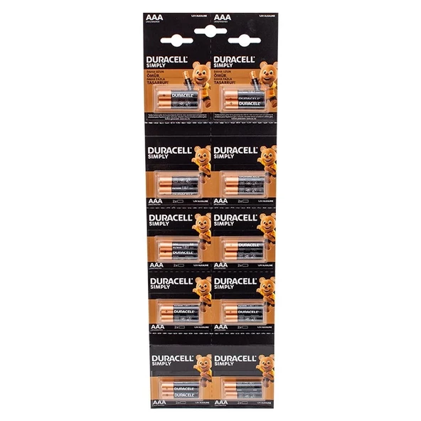 Duracell 1.5v İnce Aaa 20li Alkalin Pil Lr03/mn20