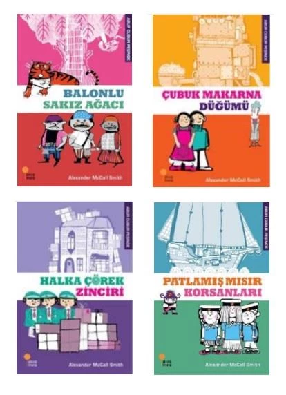 Abur Cubur Peşinde Set 4 Kitap (Çubuk Makarna Düğümü + Balonlu Sakız Ağacı + Halka Çörek Zinciri + Patlamış Mısır Korsanları)