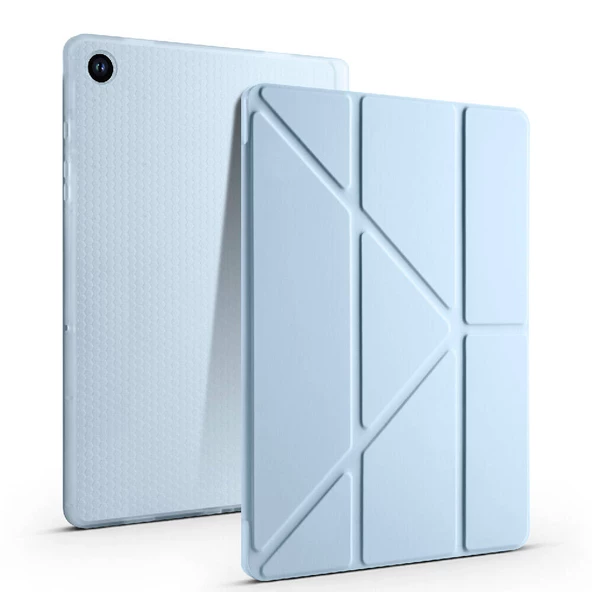 Samsung Galaxy Tab A9 Kılıf Tri Folding Kalem Bölmeli Standlı Kılıf - Resim 3