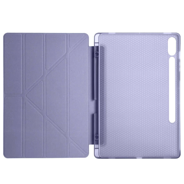 Samsung Galaxy Tab S9 FE Plus Kılıf Tri Folding Kalem Bölmeli Standlı Kılıf - Resim 12