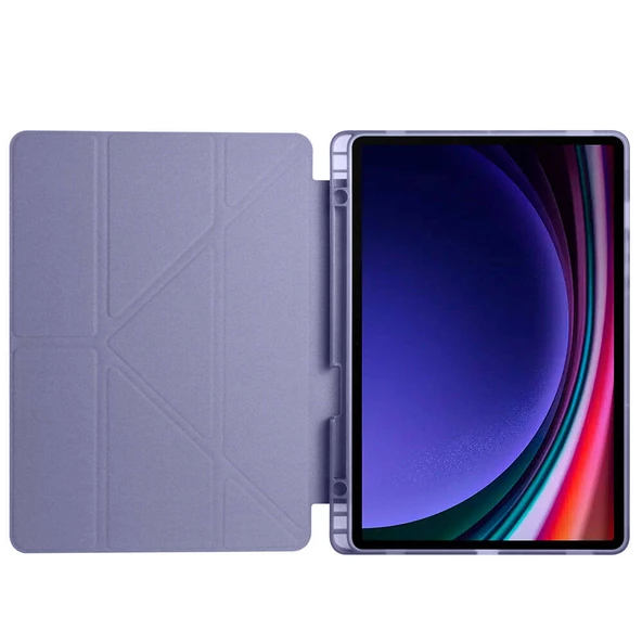Samsung Galaxy Tab S9 Kılıf Tri Folding Kalem Bölmeli Standlı Kılıf - Resim 9