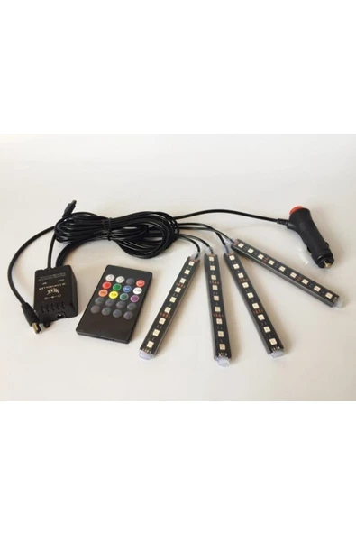 Canderel Kumandalı Araç Içi Ayak Altı Led Aydınlatma Rgb 9led Oto Şerit 12 Volt - 4