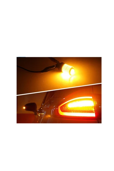 ZEMBİL 93 Tek Duy Led P21w 1156 Ba15s 144 Ledli Ultra Güçlü Turuncu Işık (2 Adet) - 2