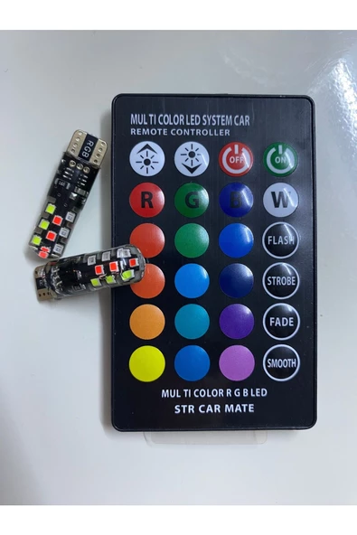 WOCA Kumandalı Çakarlı Araç Park Ampulü ( 2 Adet ) RGB Park Stop ampulü - 2