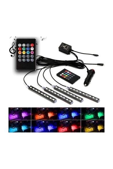 Teknopack Ayak Altı Led Sese Ve Müziğe Duyarlı Led Rgb Kumandalı Ambiyans 12 Led