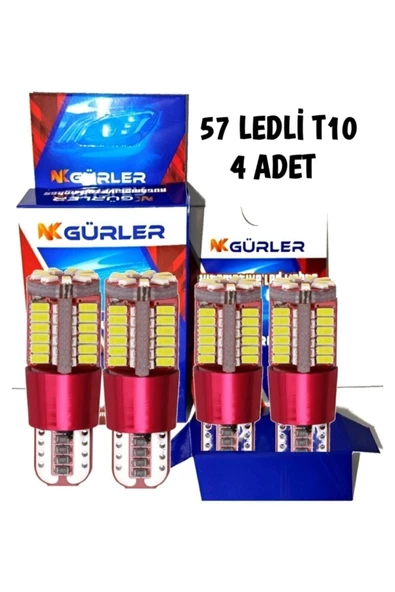 gürlerotoaksesuar Canbus T10 Led Ampul 4 Adet Park Led Plaka Led Tavan Led 57 Ledli Beyaz Renk - 3