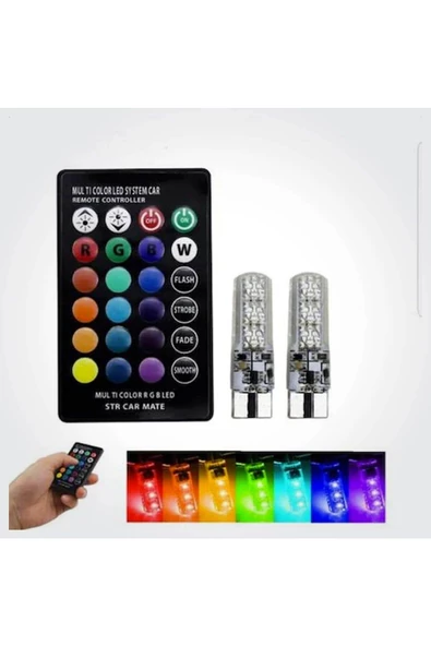 EK GARAJ T10 Rgb Kumandalı Çakarlı Park Ampülleri - 3