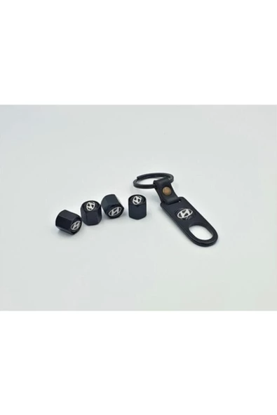 CMS OTO AKSESUAR Hyundaı Anahtarlıklı Sibop Kapağı - Hyundai Siyah Sibop Kapak Set - 2