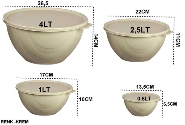 Moonstar Elegance Kapaklı Yoğurt Mayalama Kabı 4 Parça Saklama Kabı 4+2,5+1+0,5Litre - 5