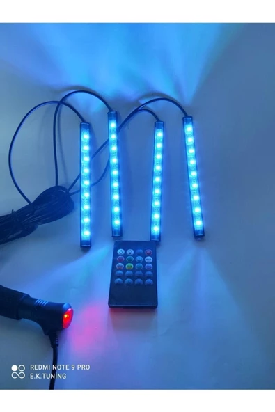 Canderel Kumandalı Araç Içi Ayak Altı Led Aydınlatma Rgb 9led Oto Şerit 12 Volt - 5