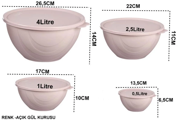 Moonstar Elegance Kapaklı Yoğurt Mayalama Kabı 4 Parça Saklama Kabı 4+2,5+1+0,5Litre - 3