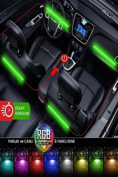 Matrix Araç Içi Aydınlatma Kumandalı Müziğe Duyarlı 12 Led Ayak Altı Led - 7 Renk Rgb Pro - 7