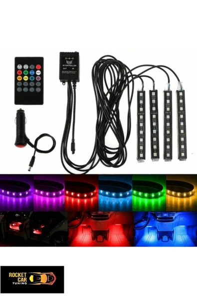 OEM Tofaş Şahin Kartal Araç Içi Ayak Altı Led Aydınlatma Rgtb 12 Led Kumandalı Oto Şerit 12 Volt - 7