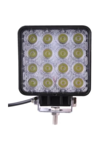 Universal Off Road Sis Farı, 16 Led Kare Çalışma Lambası 1 Adet 12-24v, 48w - 2