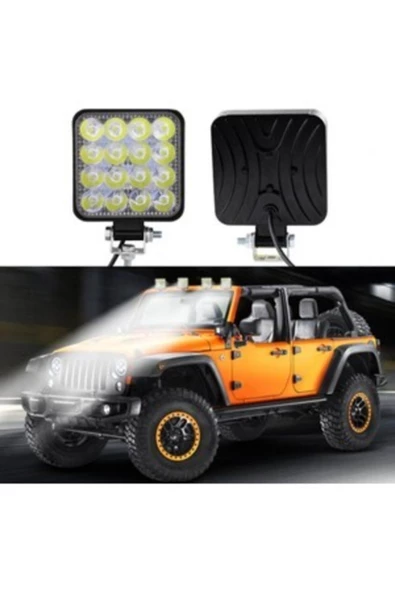 Universal Off Road Sis Farı, 16 Led Kare Çalışma Lambası 1 Adet 12-24v, 48w - 4