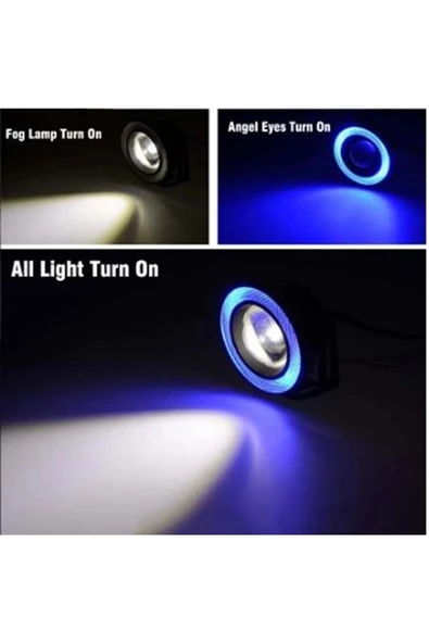 Tiger Marketing 76 Mm Buz Mavi Mercekli Angel Led Halkalı Sis Farı Metal Gövde - 5