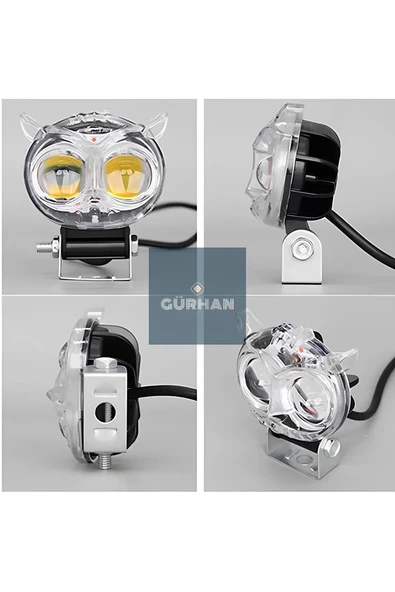 GÜRHAN SHOP Baykuş Sis Farı 1 Adet 3 Modlu Sarı Beyaz Kırmızı Universal - 3