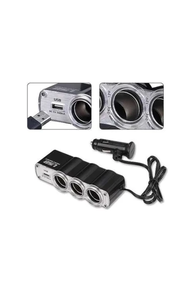 Tiger Marketing Marketing 3 Çıkışlı 12/24 Volt Usb Oto Çakmaklık Çoğaltıcı Çoklayıcı - 2