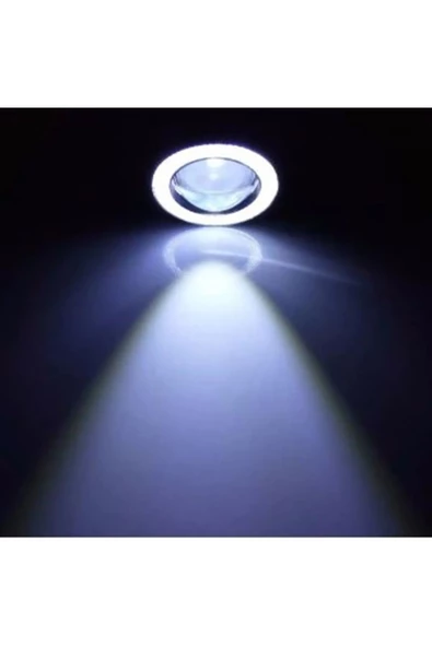 Tiger Marketing 89 mm Beyaz Mercekli Led Angel Halkalı Sis Far uyumlu Metal Gövde - 2