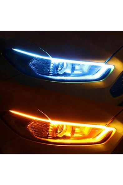 Universal 3d Far Üstü Ve Far Içi 2 Renkli Selamlamalı Kayar Sinyalli Gündüz Ledi 60cm - 2