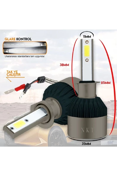 Tiger Marketing H3 White Beyaz Led Xenon Far Ledi Led Zenon Far Ampulü Uyumlu Ledxenon-12 - Resim 3