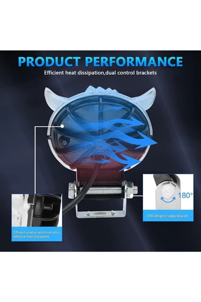 Tiger Marketing Baykuş Sis Farı Üç Modlu Sarı-Kırmızı-Beyaz Araç Motosiklet Off Road Led (1 Adet) - 3