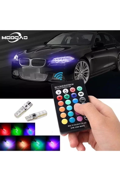 Apex Kumandalı 18 Renk Değiştiren T10 Led Çakarlı Park Ampulü - 2