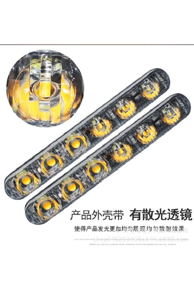 Azertaş oto aksesuar Araba Otomobil 12v Gündüz Ledi Farı Şerit Led Sinyallı - 4