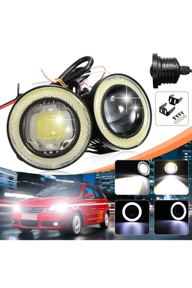 Tiger Marketing 76 Mm Beyaz Uyumlu Mercekli Led Halkalı Sis Far Metal Gövde - 5