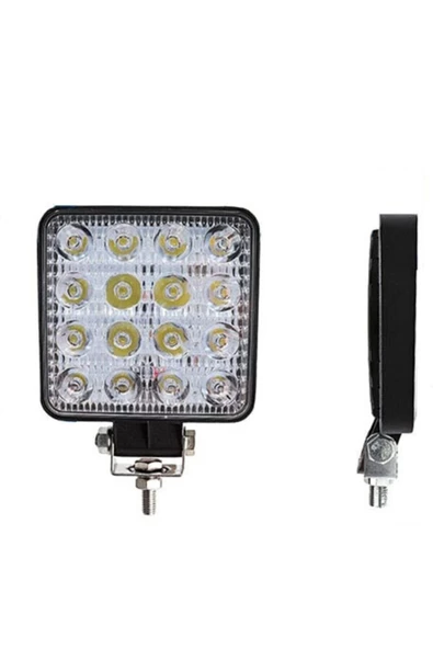 Waxen Off Road Sis Farı 12-36v 16 Led Kare Çalışma Lambası Beyaz Aydınlatma